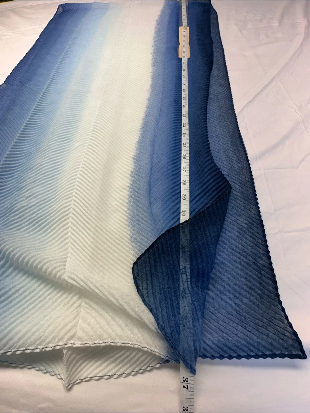 Chico's Gradient Blue Pleated Oblong Scarf